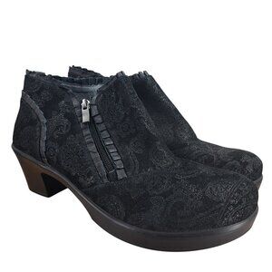 Alegria Han 931 Black Paisley Ankle Boots Shoes Size 41 US 10.5-11 Ruffle Hannah